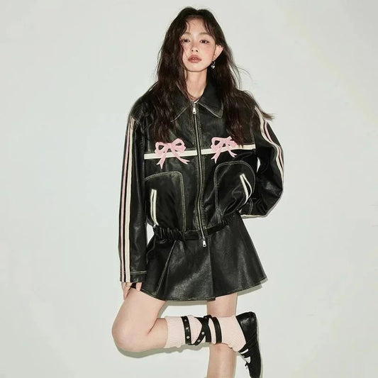 Bow Leather Jacket