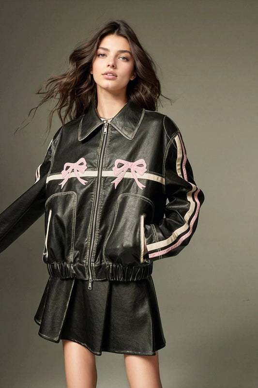 Bow Leather Jacket